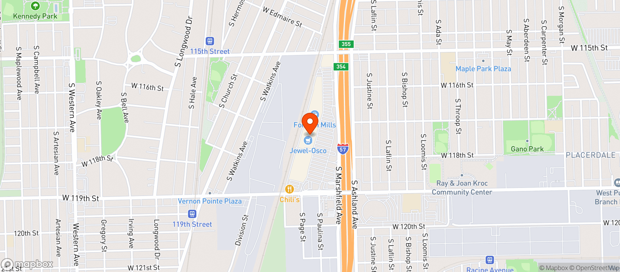 Map showing Jewel Osco #0187