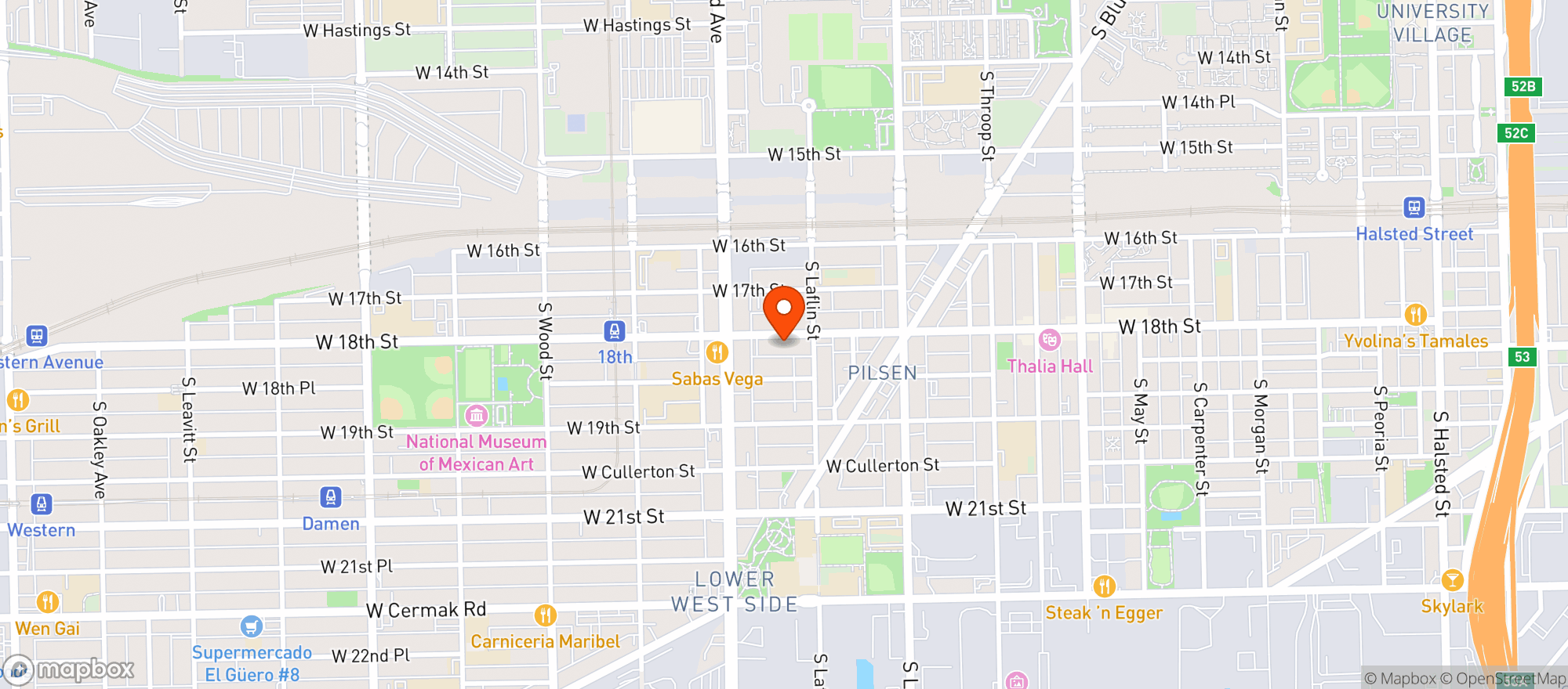 Map showing Evans Street