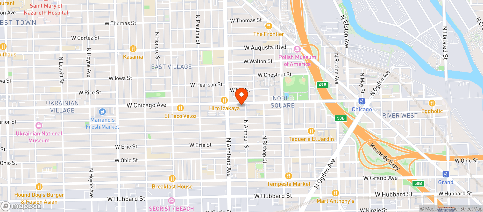Map showing Fry The Coop