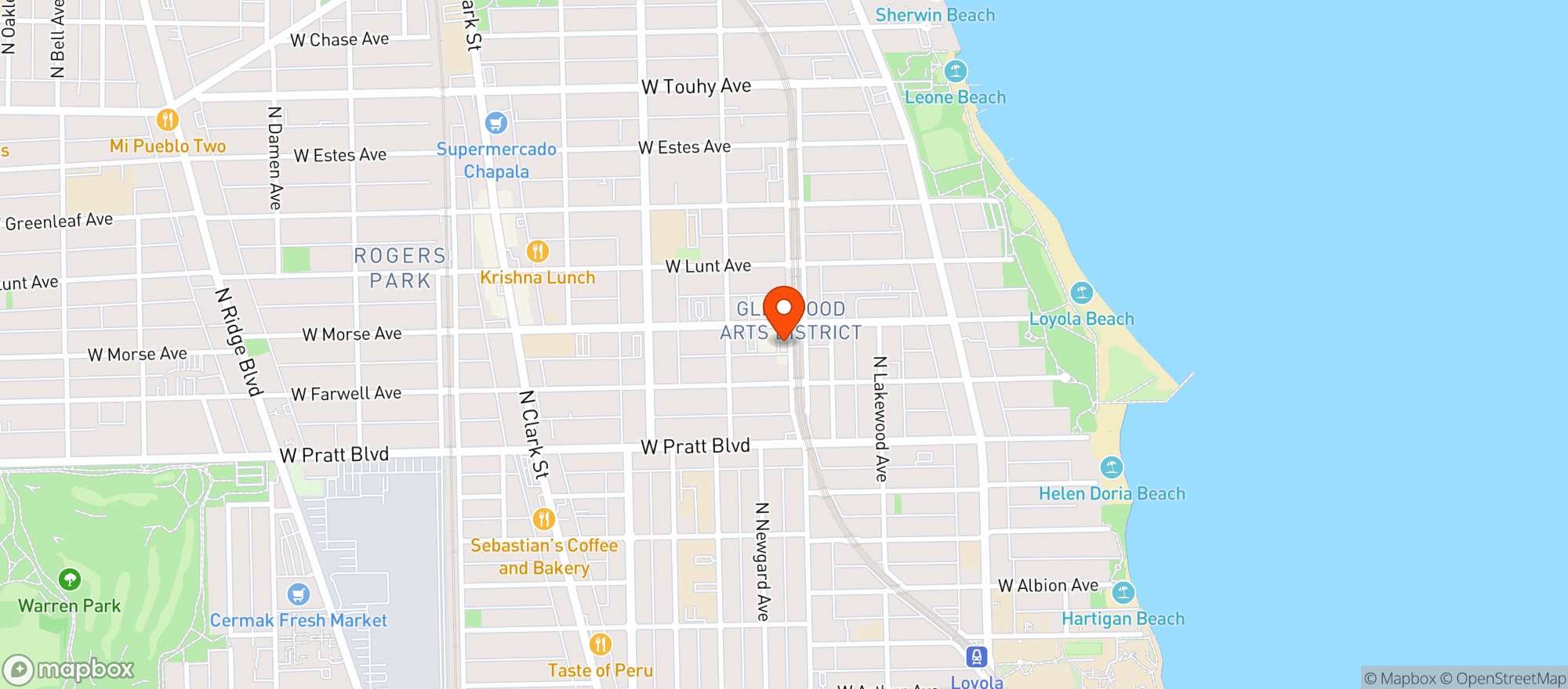Map showing Rogers Park Provisions