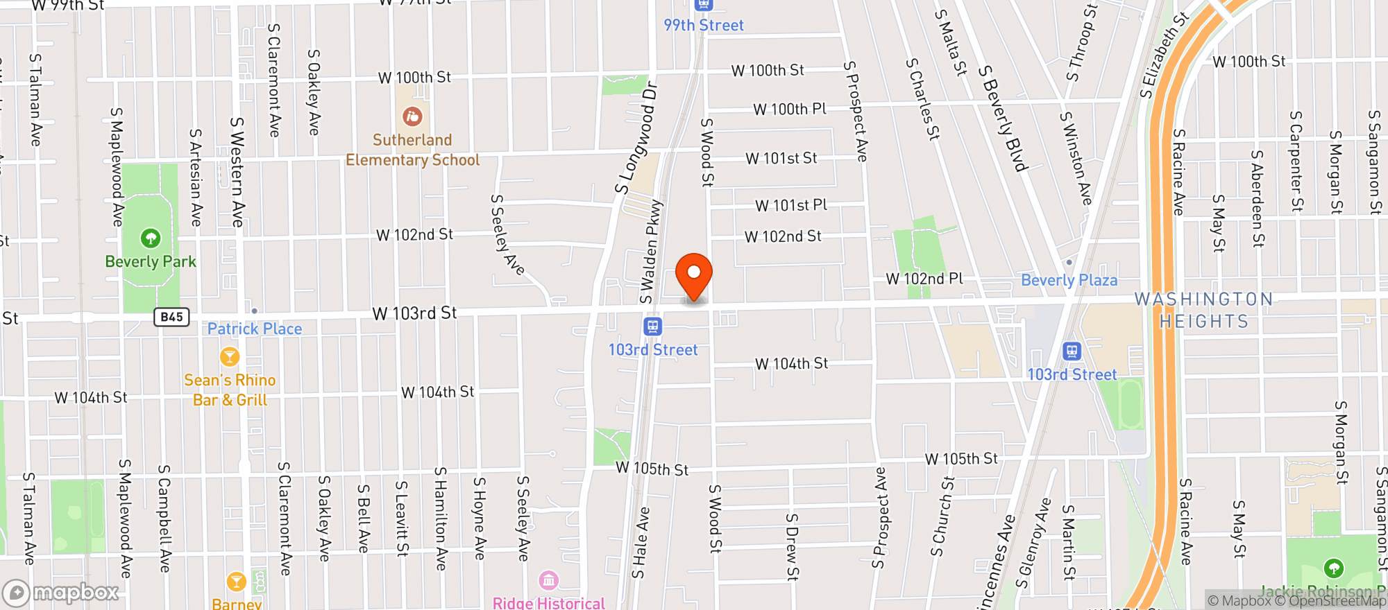 Map showing Beverly Dry Goods