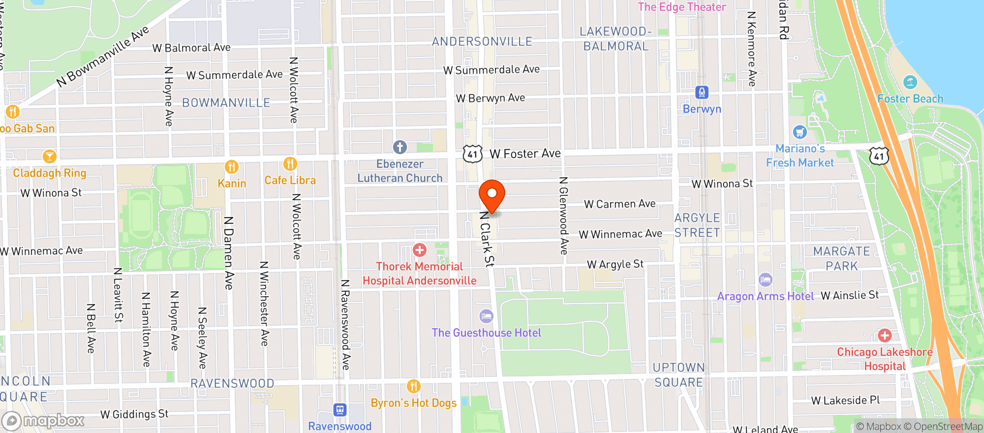 Map showing Clark Haus