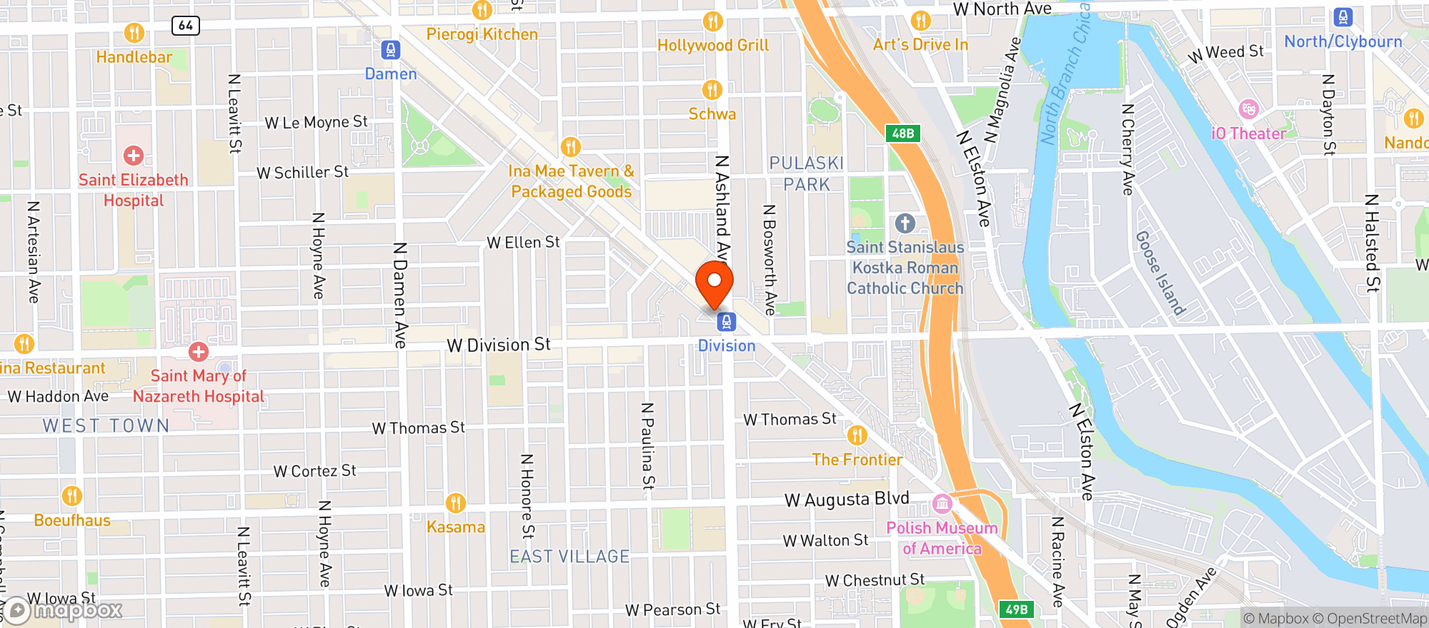 Map showing Spark'd Wicker Park