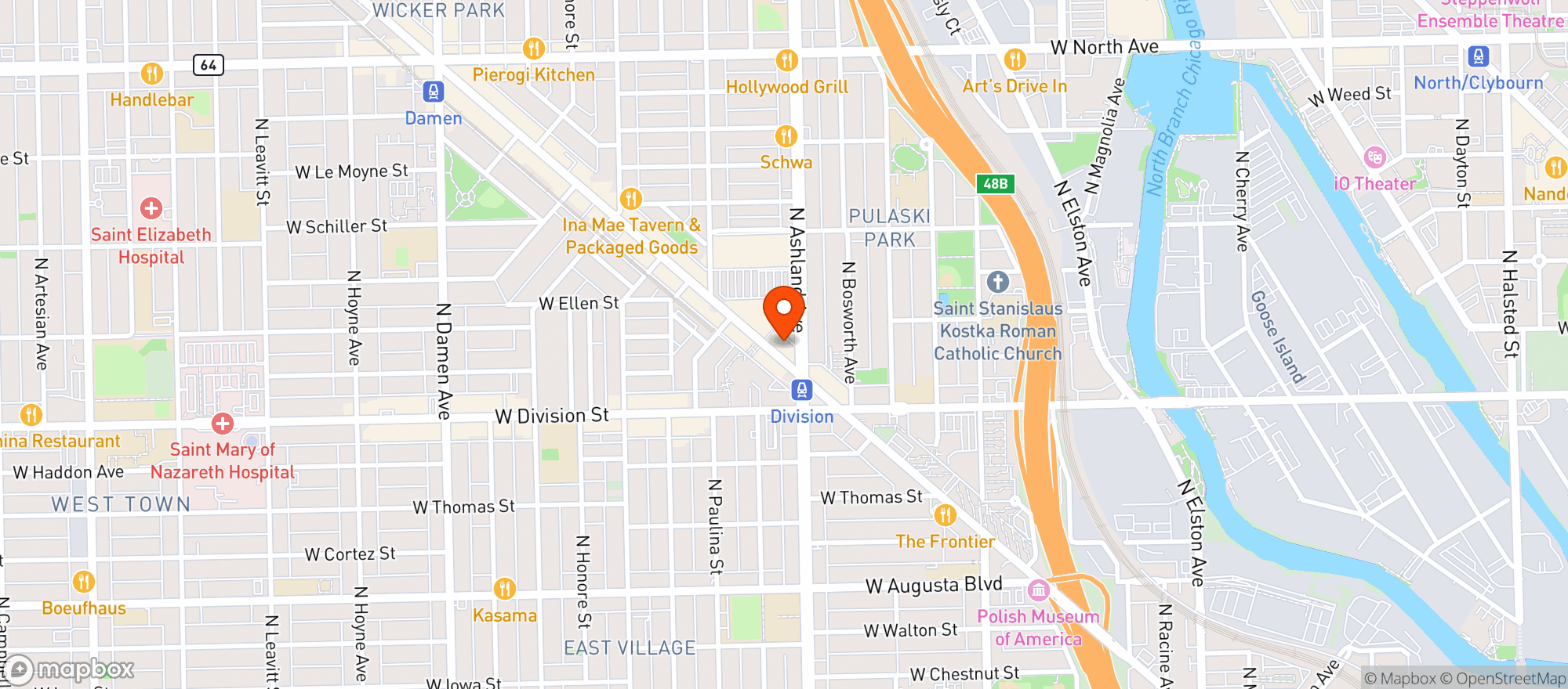Map showing Wicker Park Food Wine Spirits