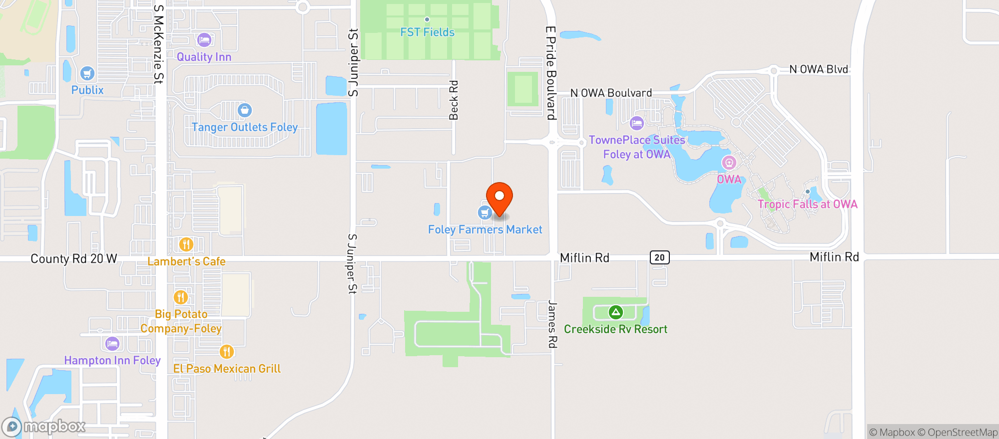 Map showing Magnolia Meat & Grocery