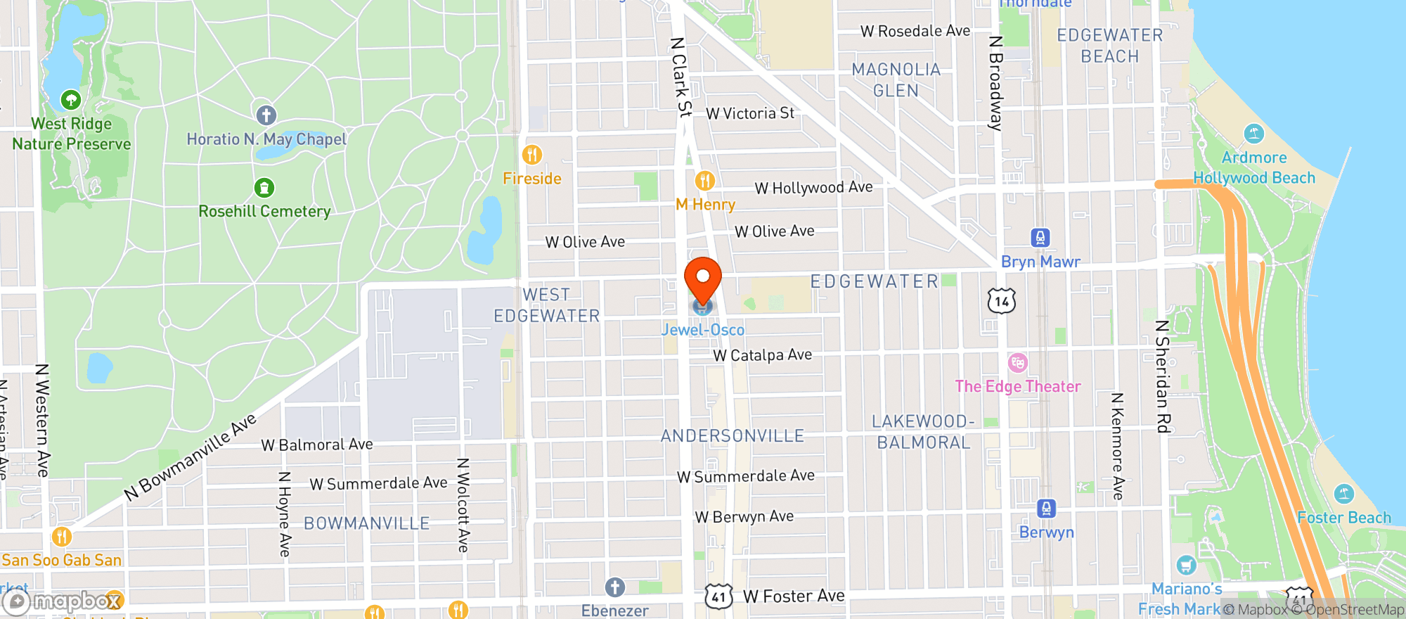 Map showing Jewel Osco #3407