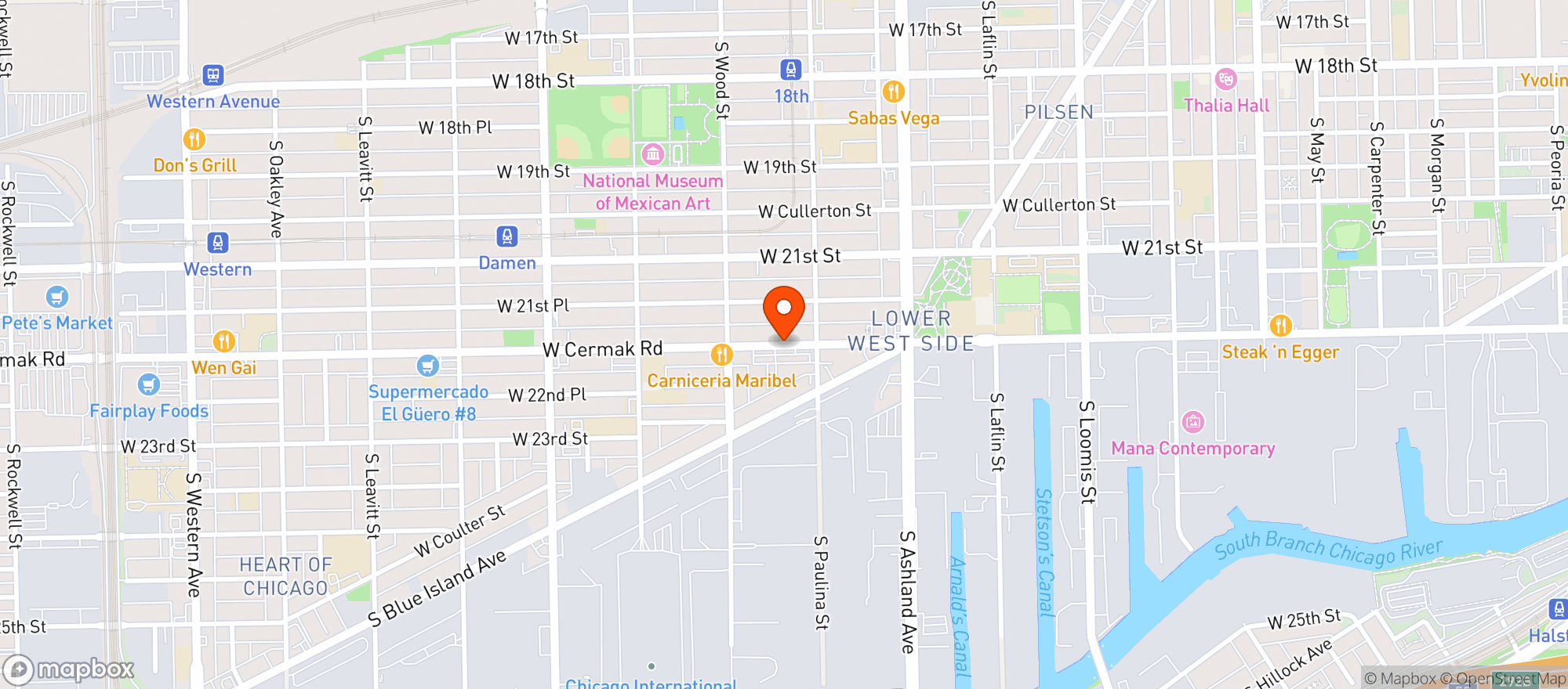 Map showing Cermak Fresh Market