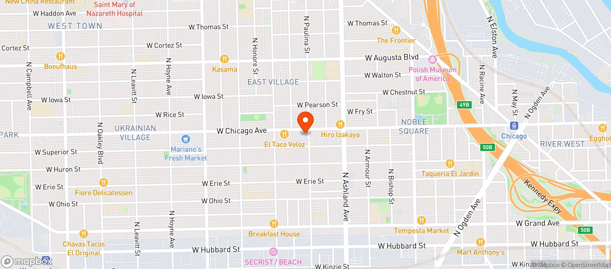 Map showing Chicago Empanada Mama