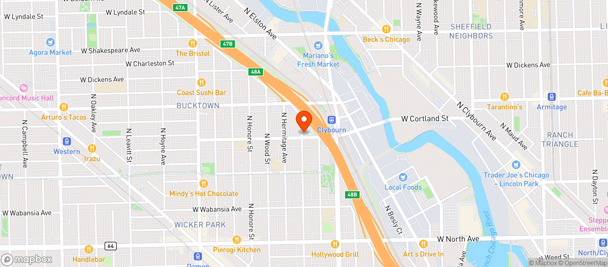 Map showing Bucktown Pub