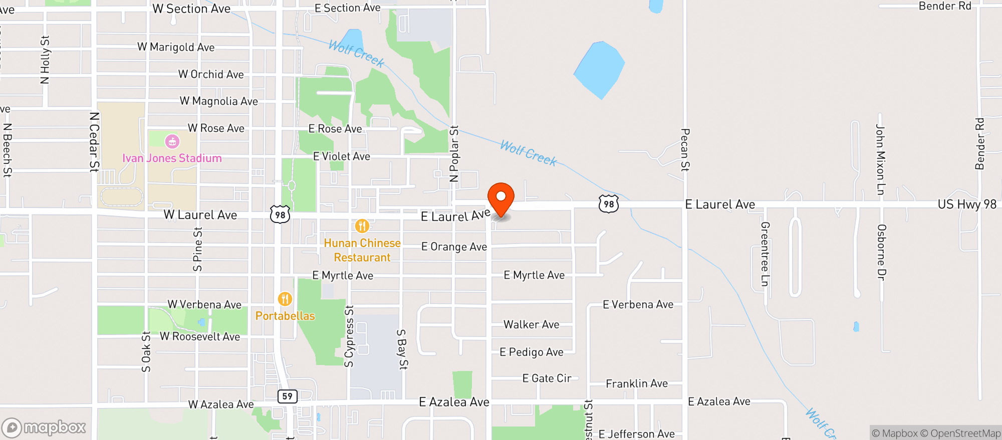 Map showing Shell Food Mart #320