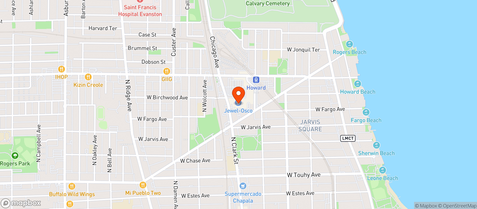 Map showing Jewel Osco #3538- Howard St