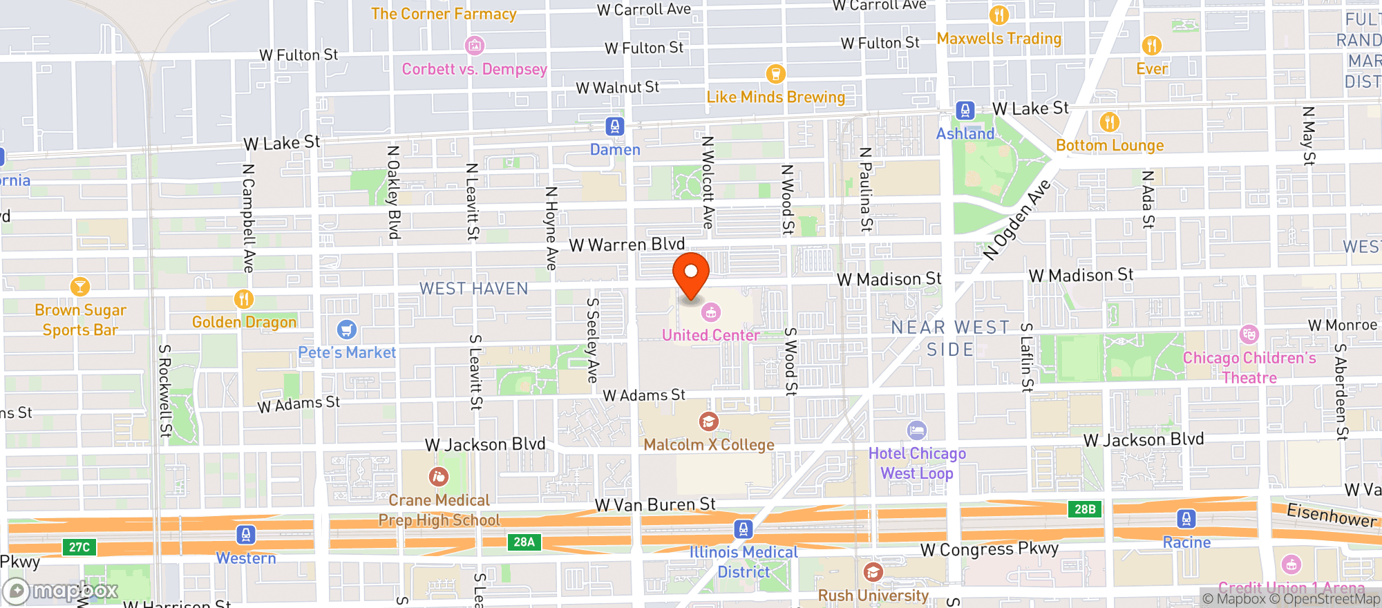 Map showing LEVY RESTAURANT AT UNITED