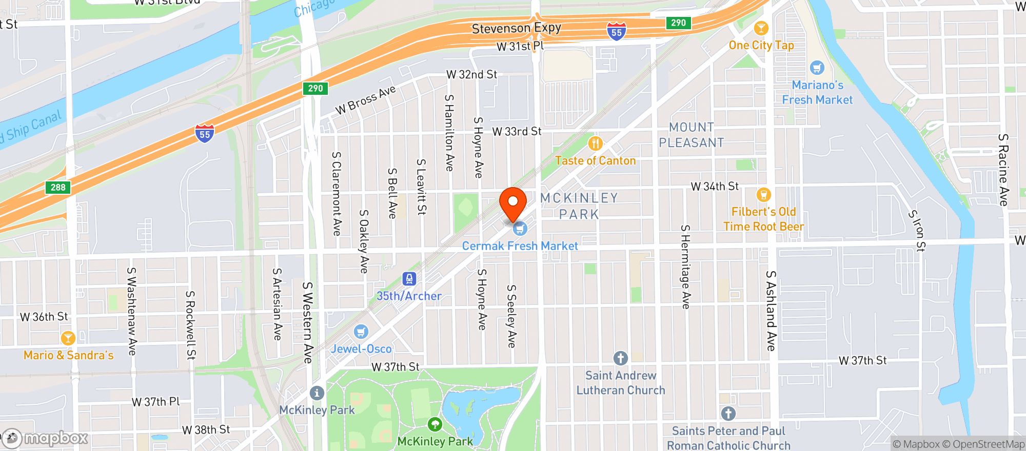 Map showing Cermak Fresh Market