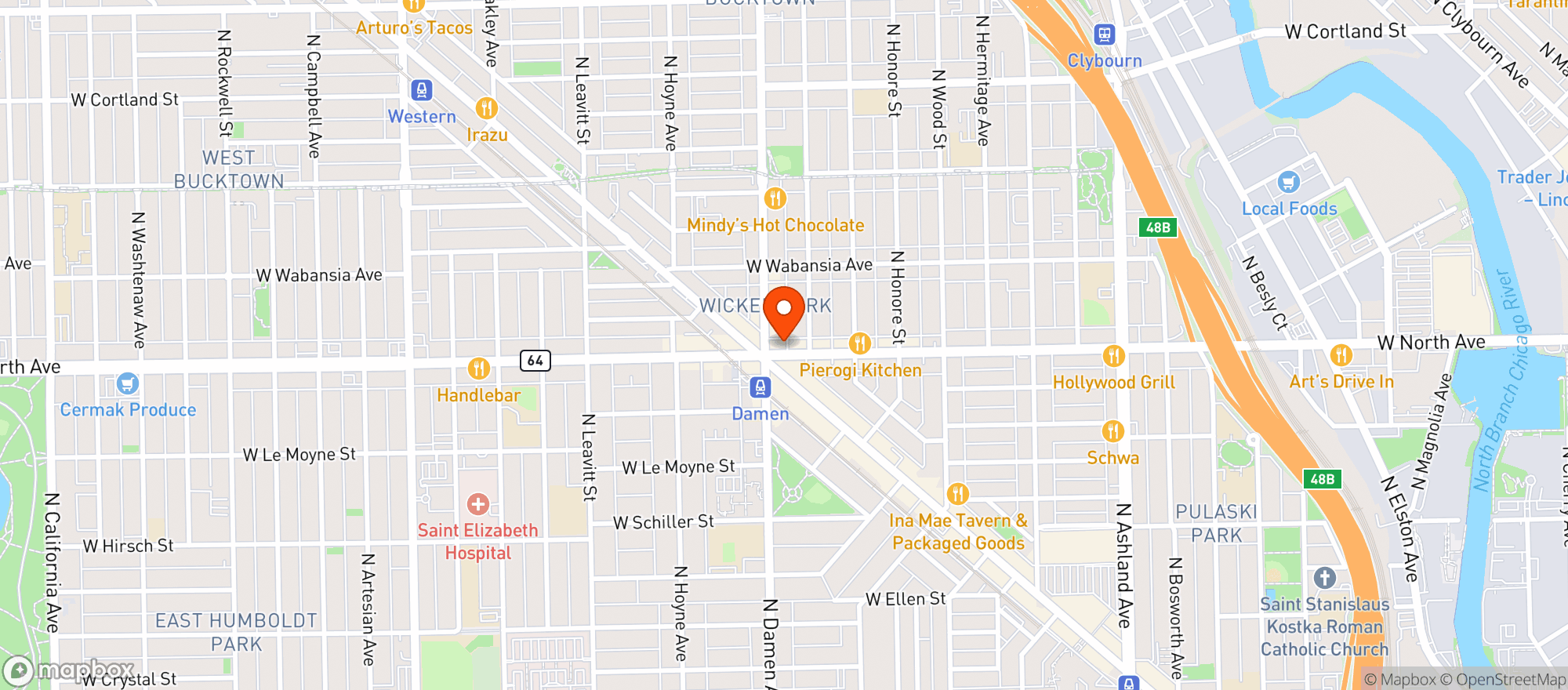 Map showing Thc By Chi'tiva - Wicker Park Bucktown