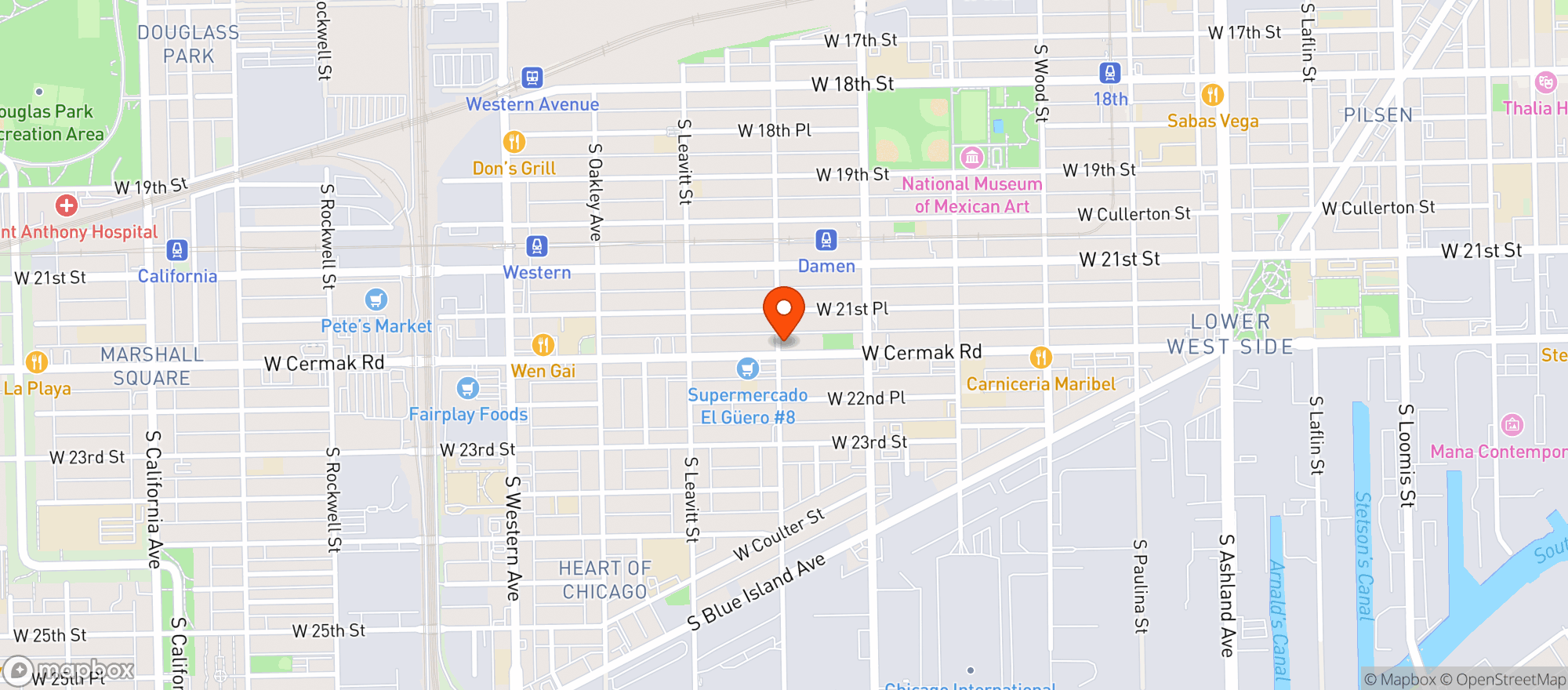 Map showing New Rose