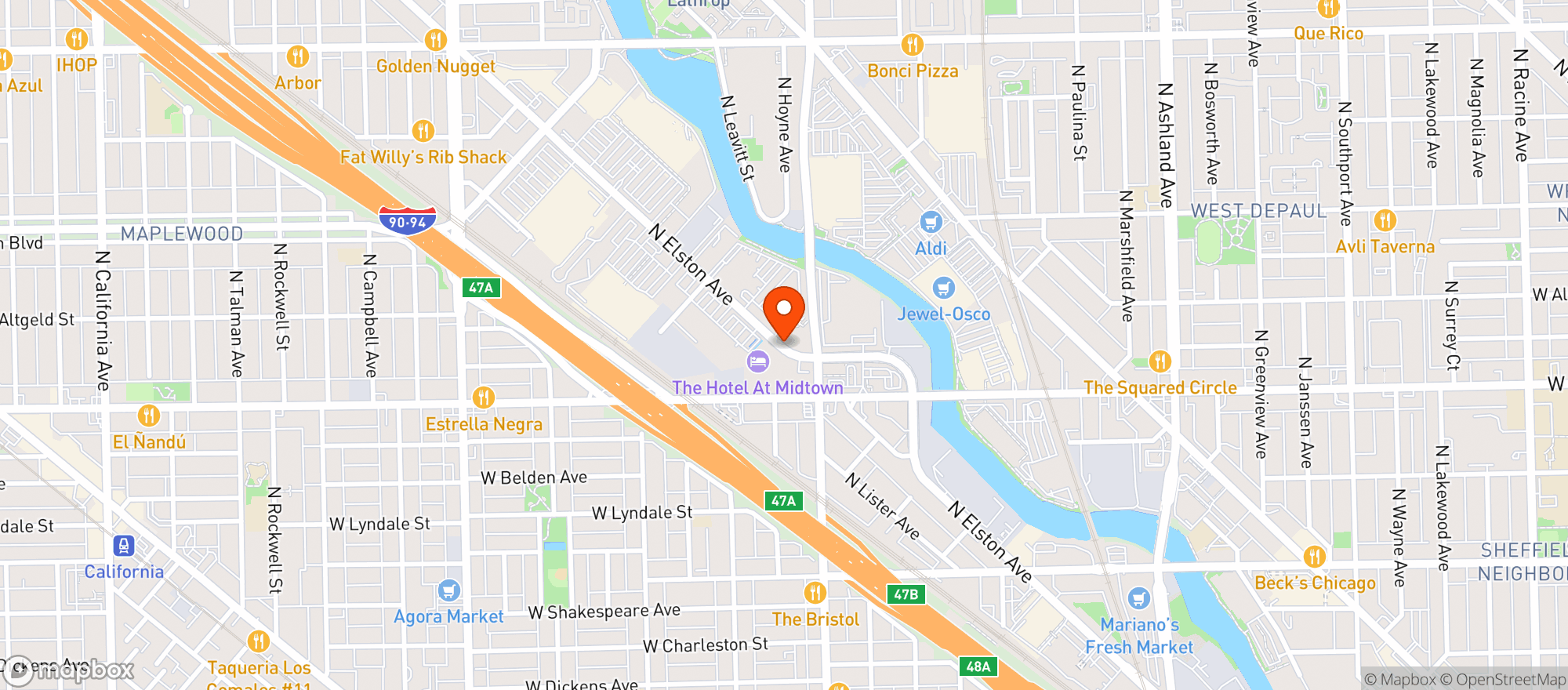 Map showing Binnys Beverage Depot