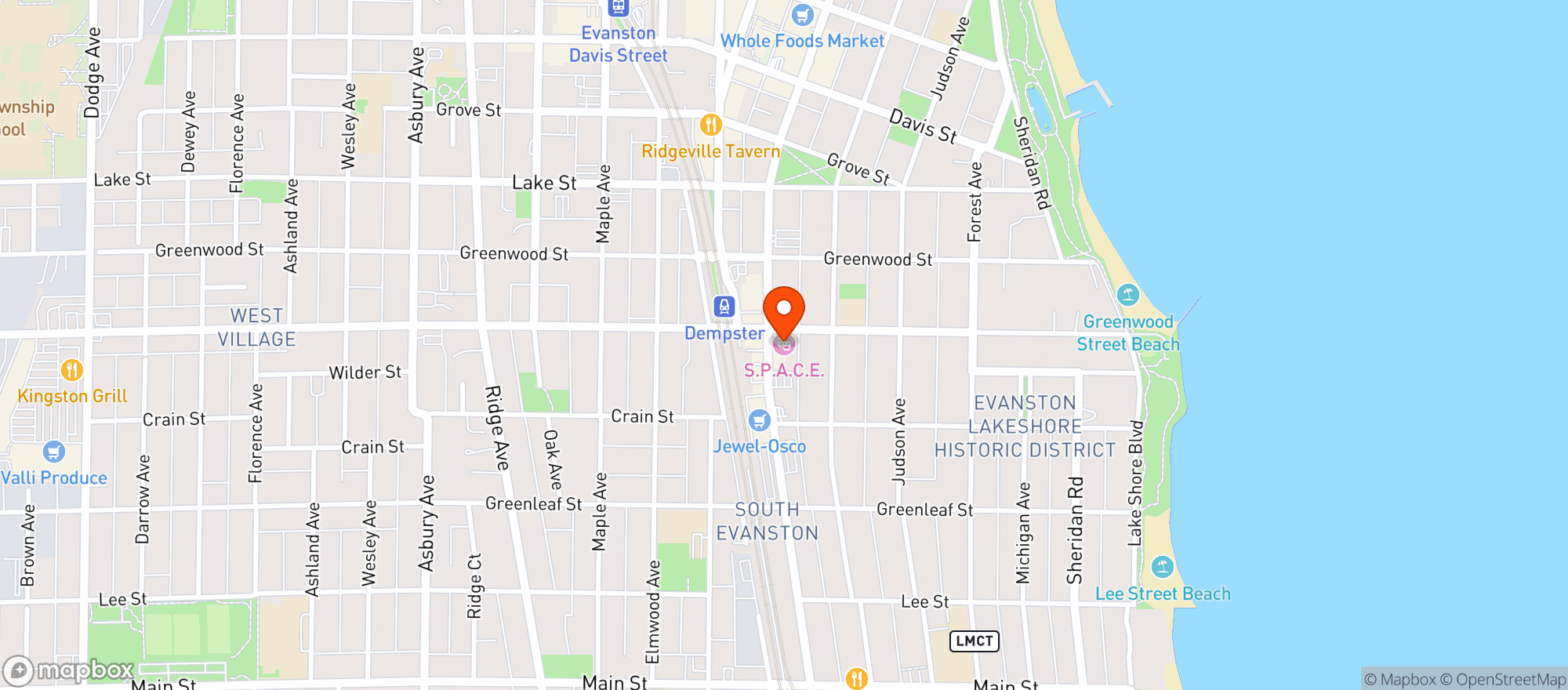 Map showing Evanston SPACE