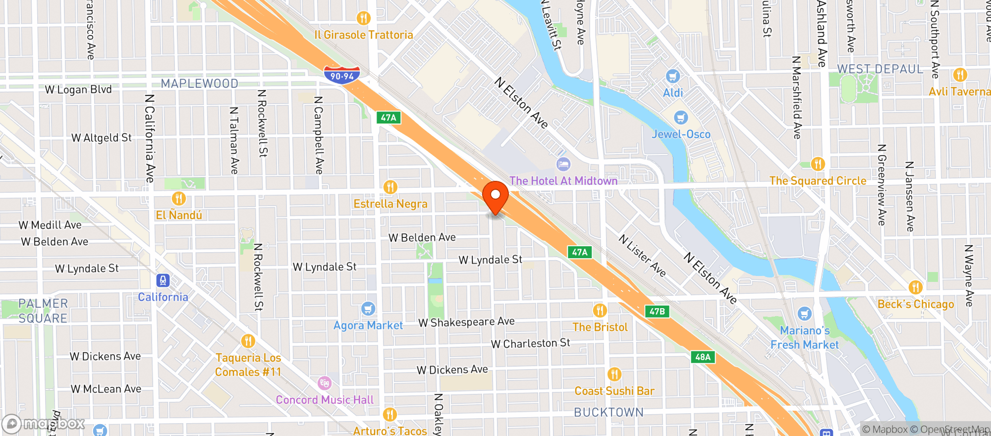 Map showing The Leavitt Street Tavern