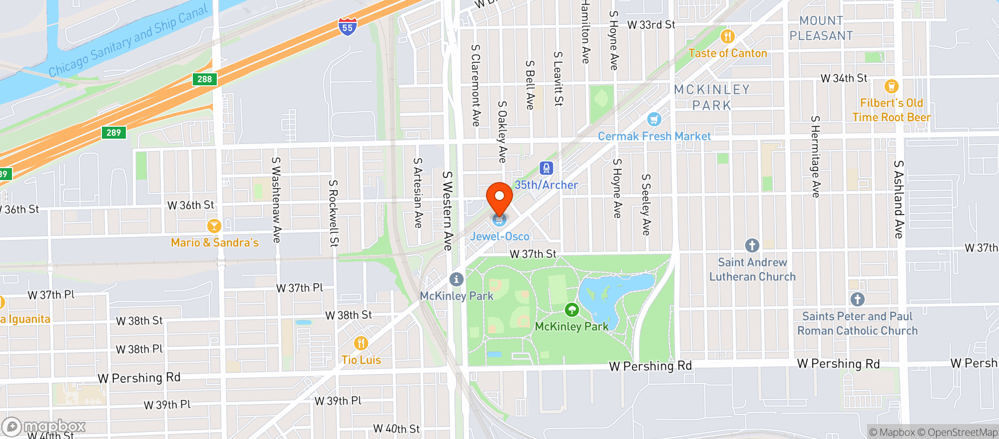 Map showing Jewel Osco #2602