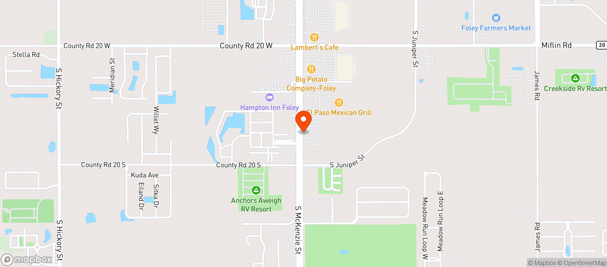 Map showing Texas Roadhouse
