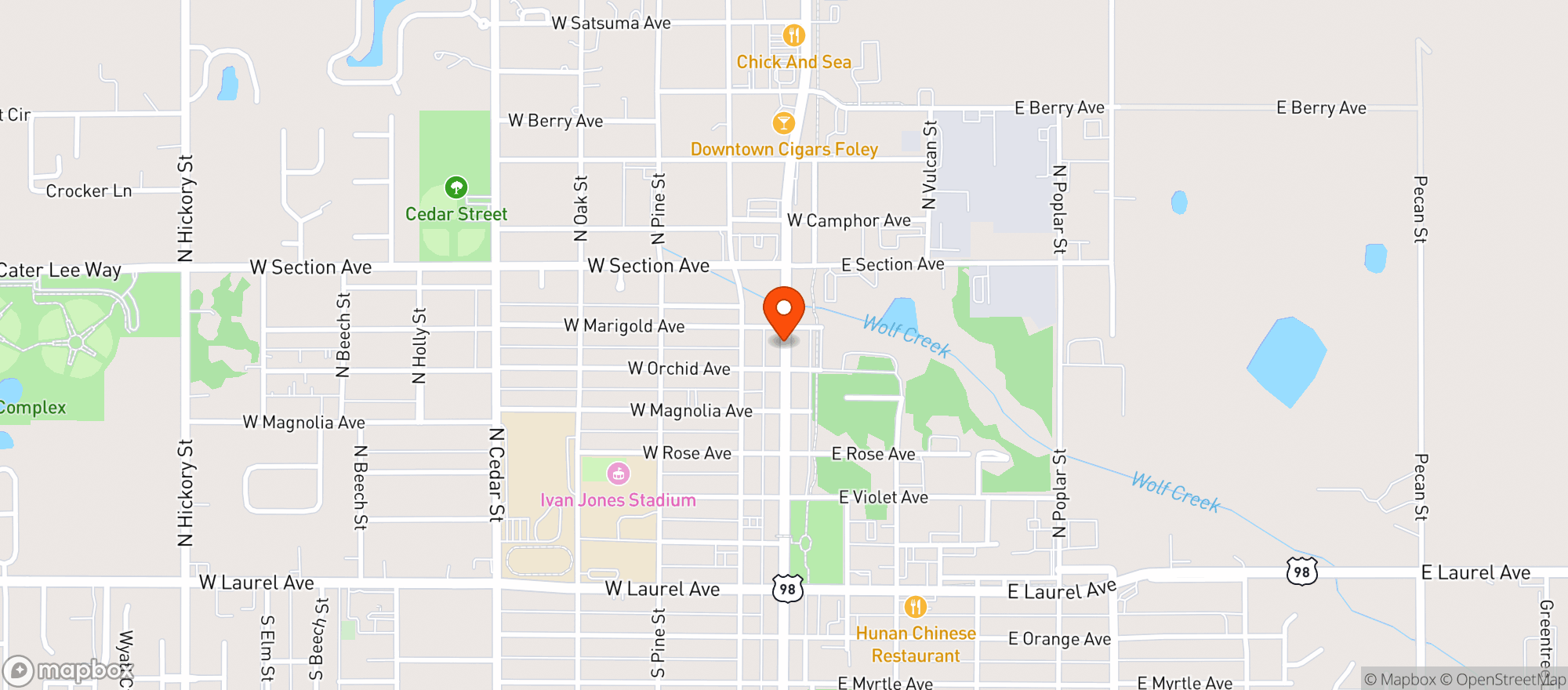 Map showing Foley C Store