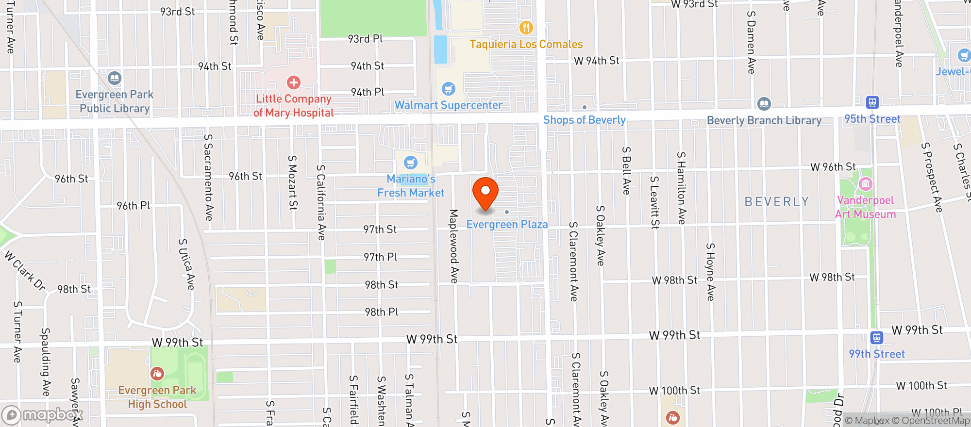 Map showing Whole Foods Market - Evergreen Park