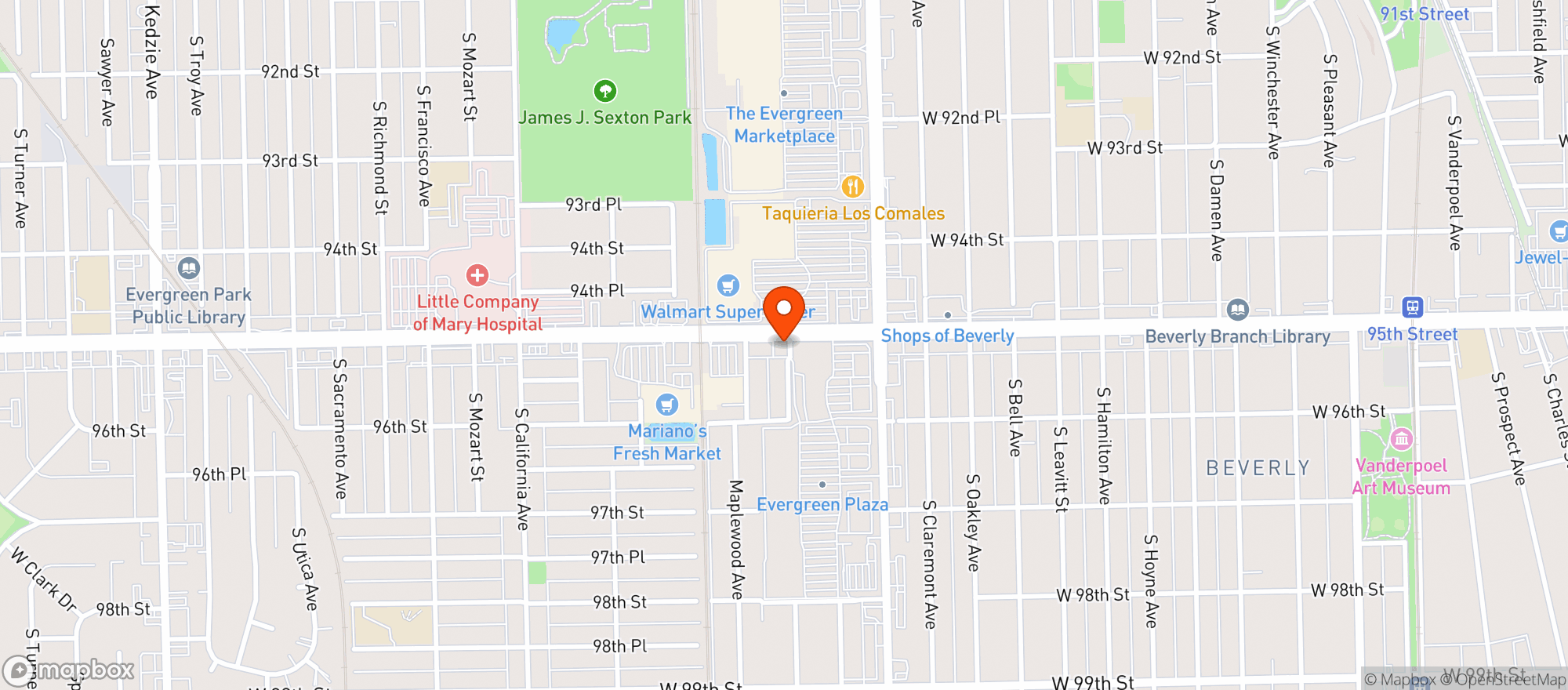 Map showing Vitamin Shoppe - Evergreen