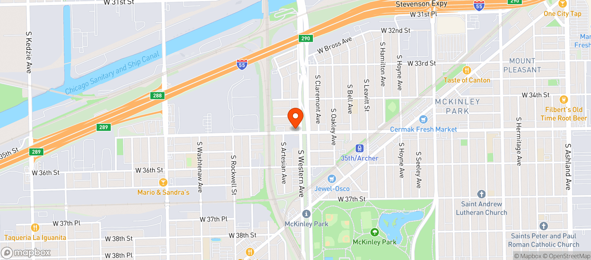 Map showing One Stop Market