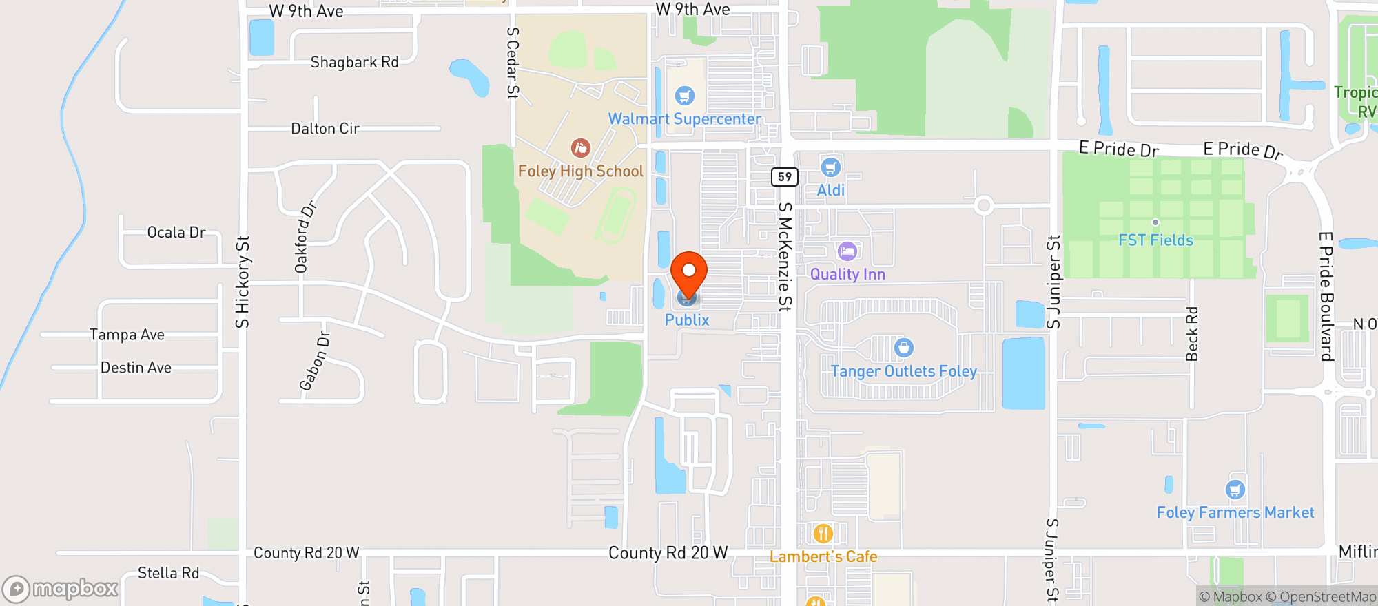Map showing Publix