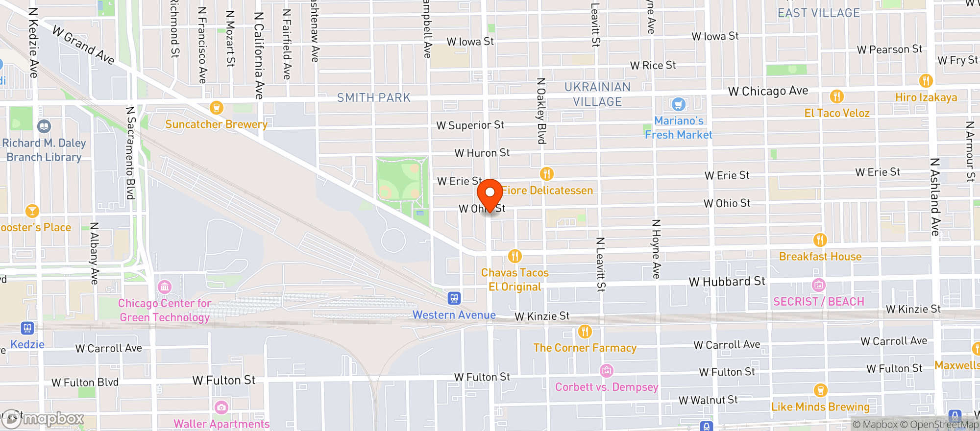 Map showing Grand & Western Liquors