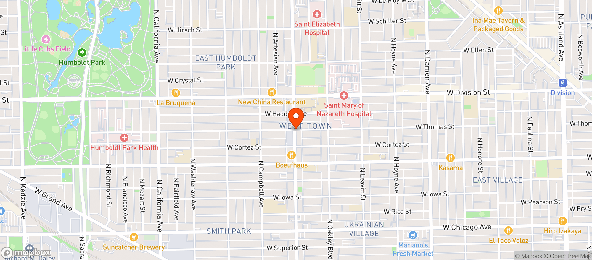 Map showing Blaze Chicago
