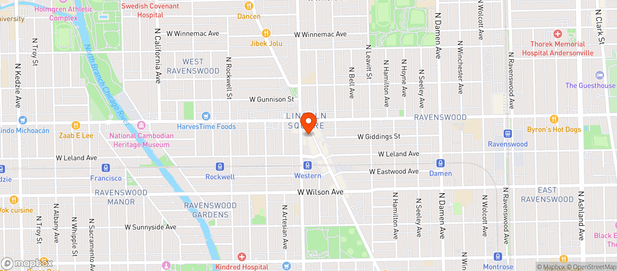 Map showing Gene's Sausage Shop