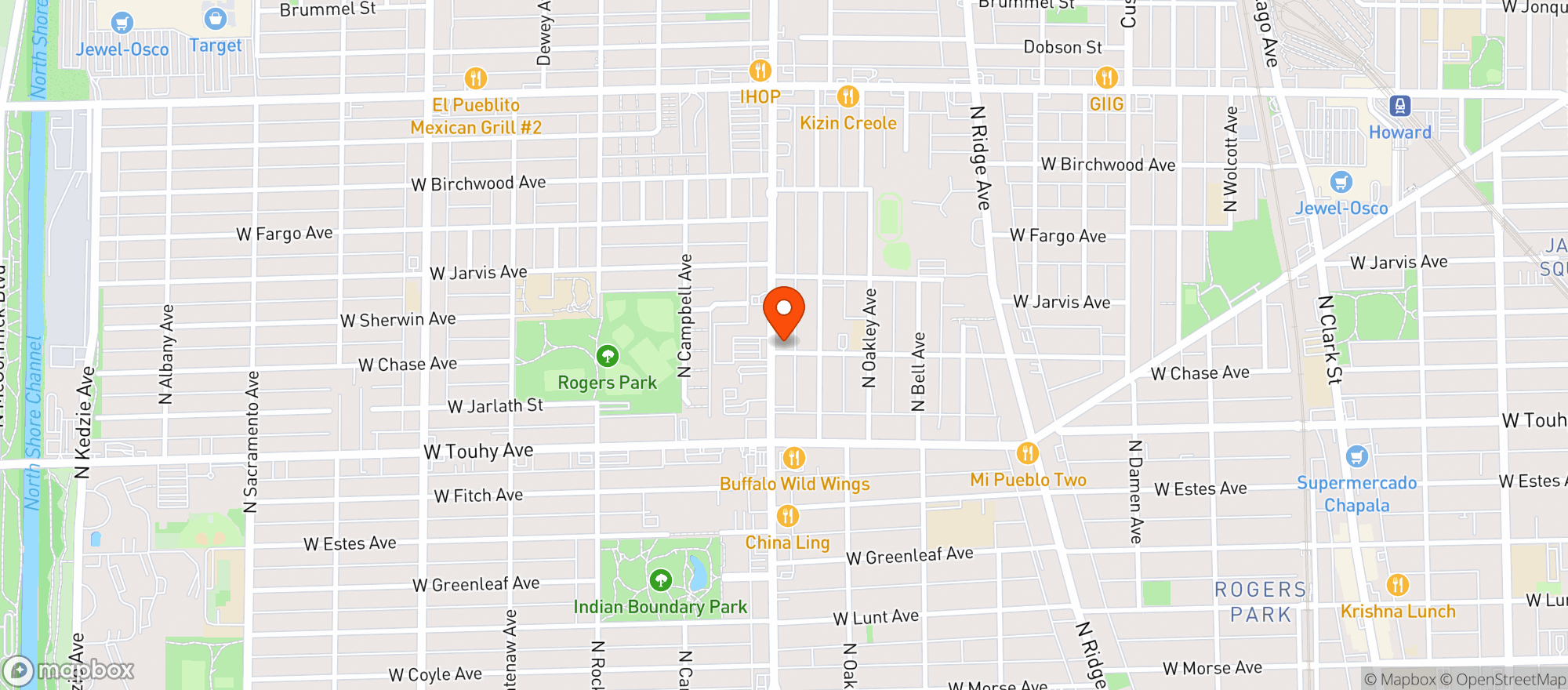 Map showing Mullen' Bar & Grill