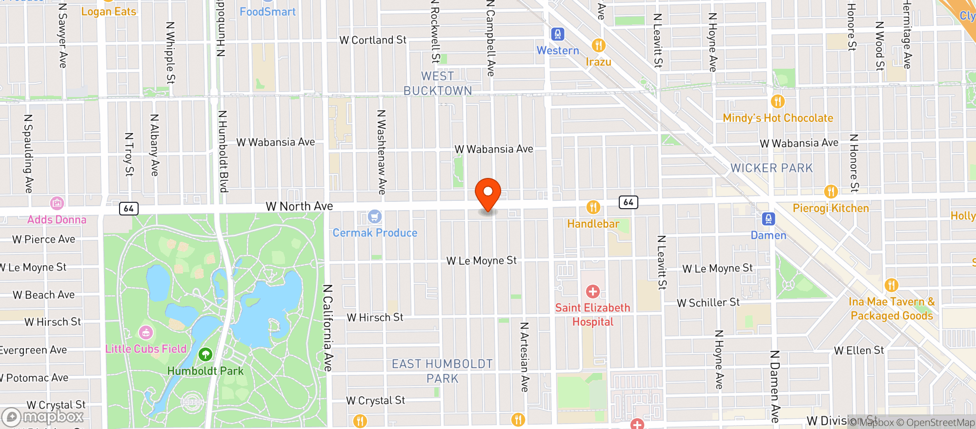 Map showing West Town Wine & Spirit
