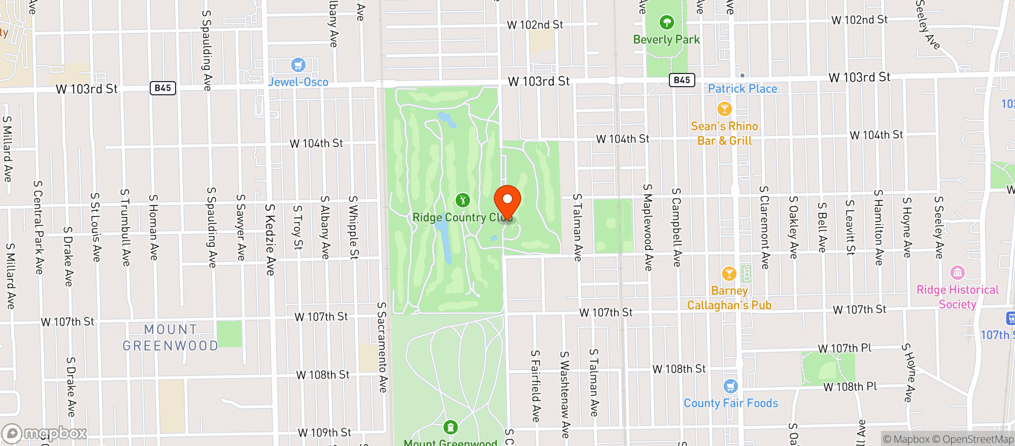Map showing Ridge Country Club