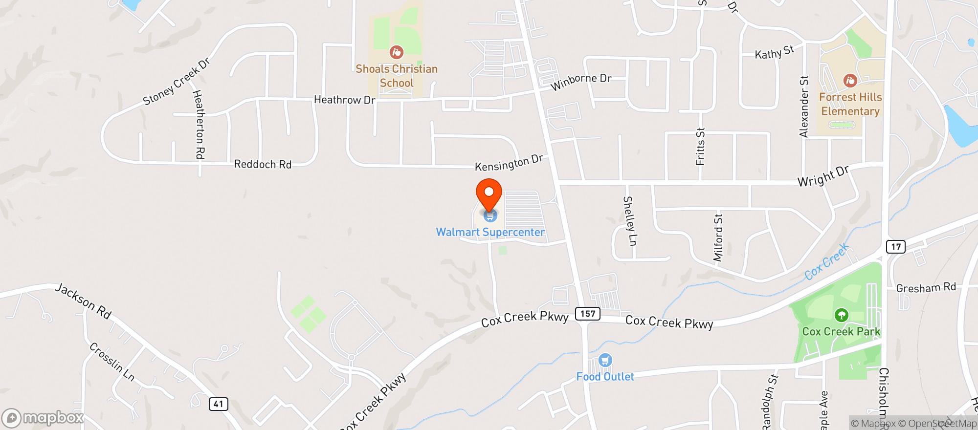 Map showing WALMART SUPERCENTER