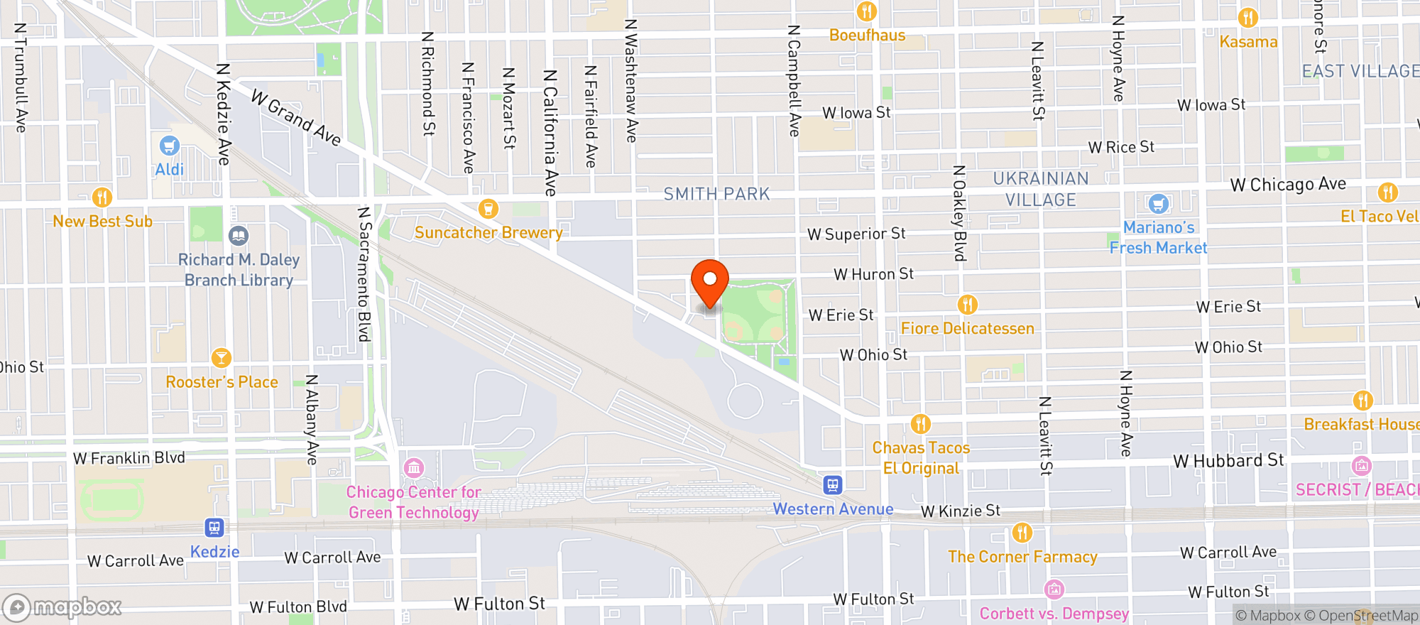 Map showing Rockwell's Neighborhood Grill