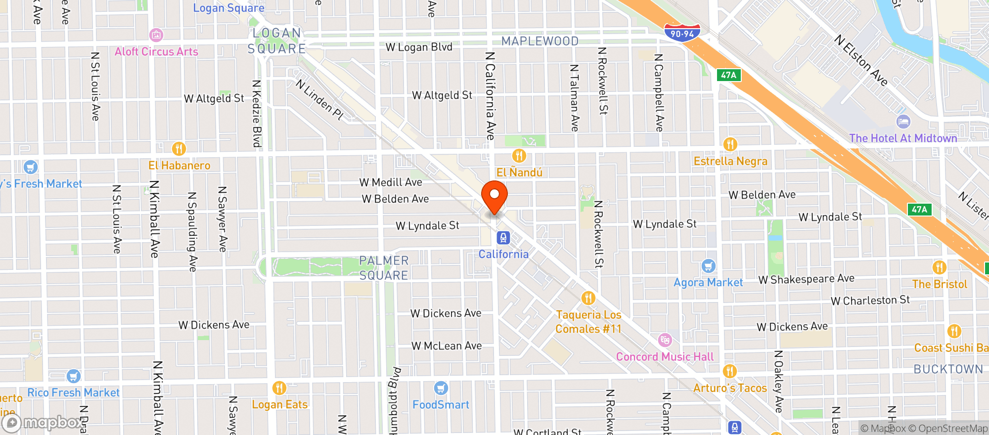 Map showing Logan Bar & Grill