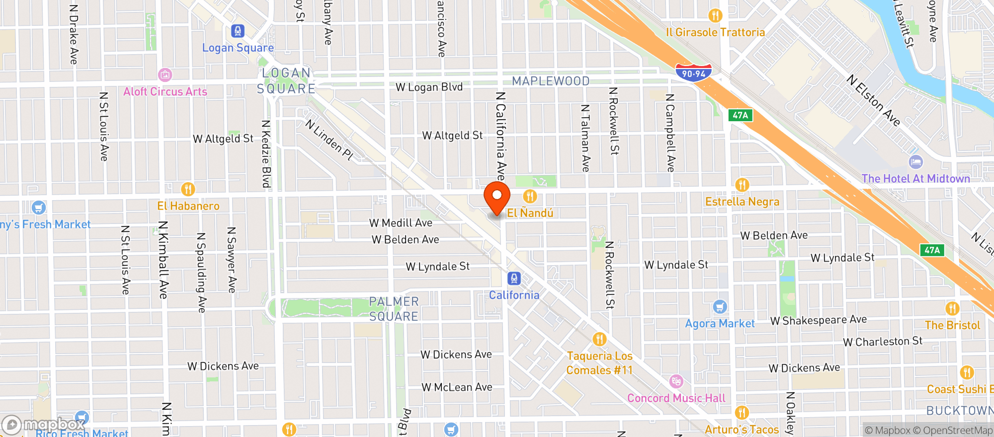 Map showing South Loop Market