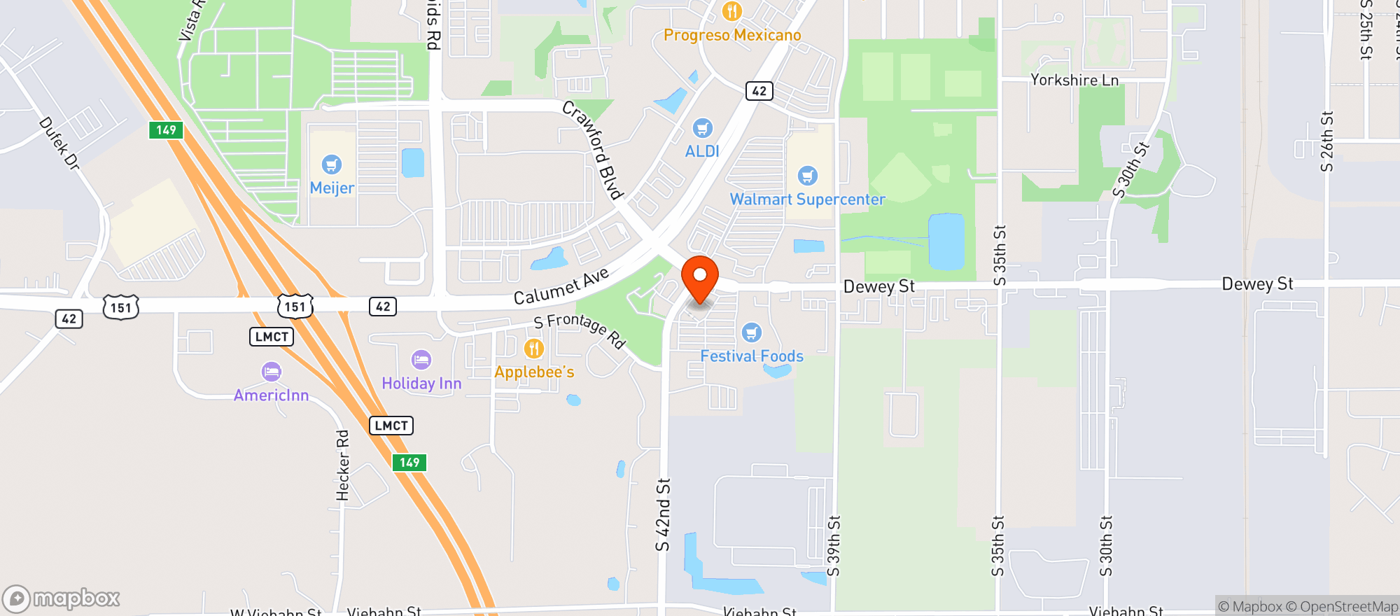 Map showing Kwik Trip #491 - Manitowoc