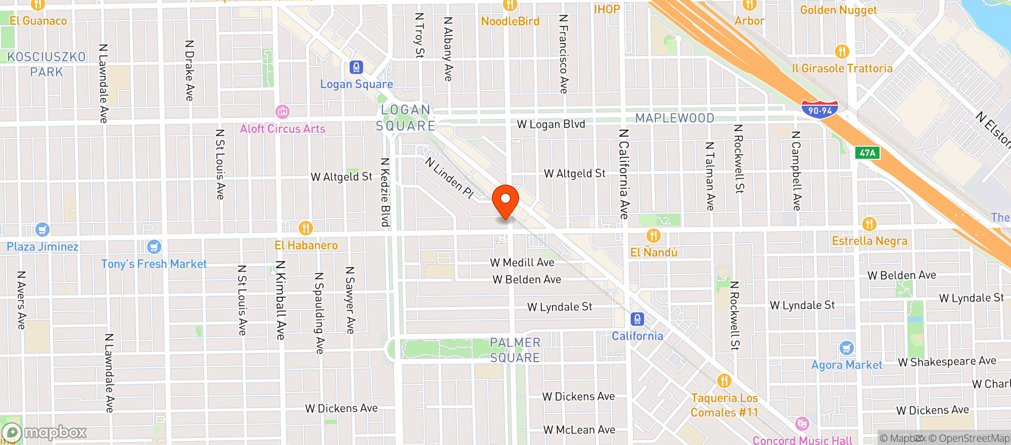 Map showing Pizza Lobo / Logan