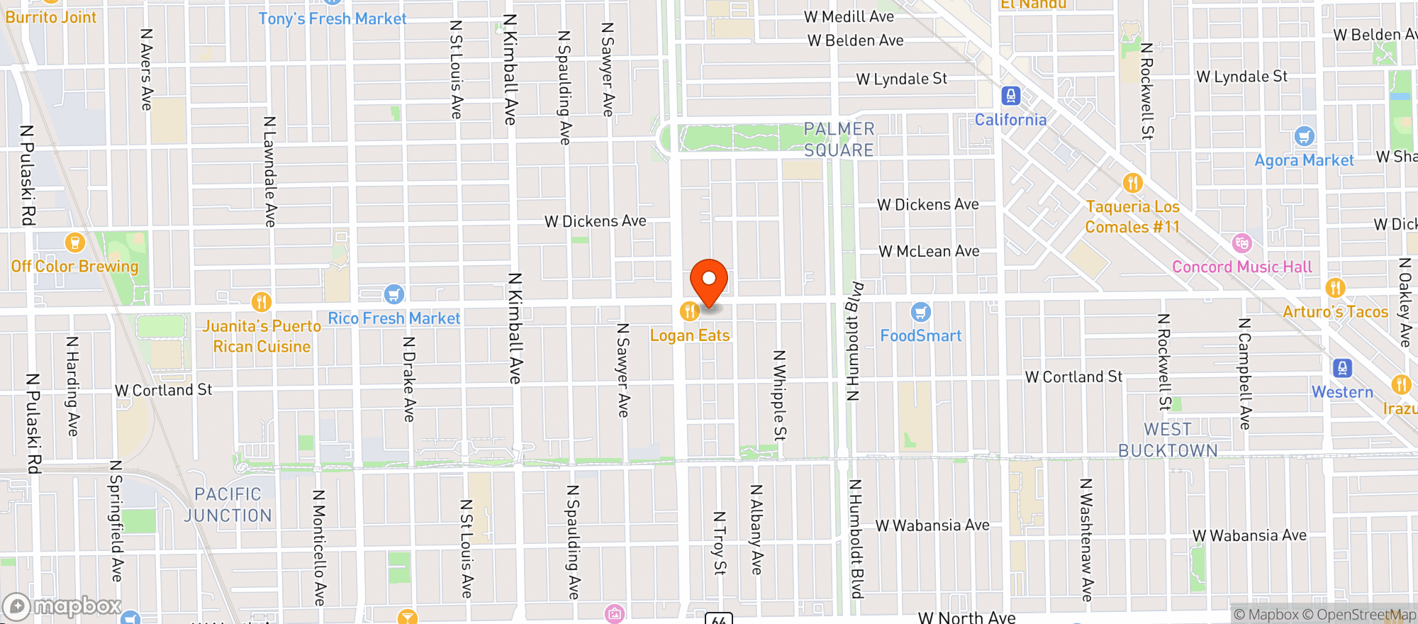 Map showing Ivy Hall Logan Square