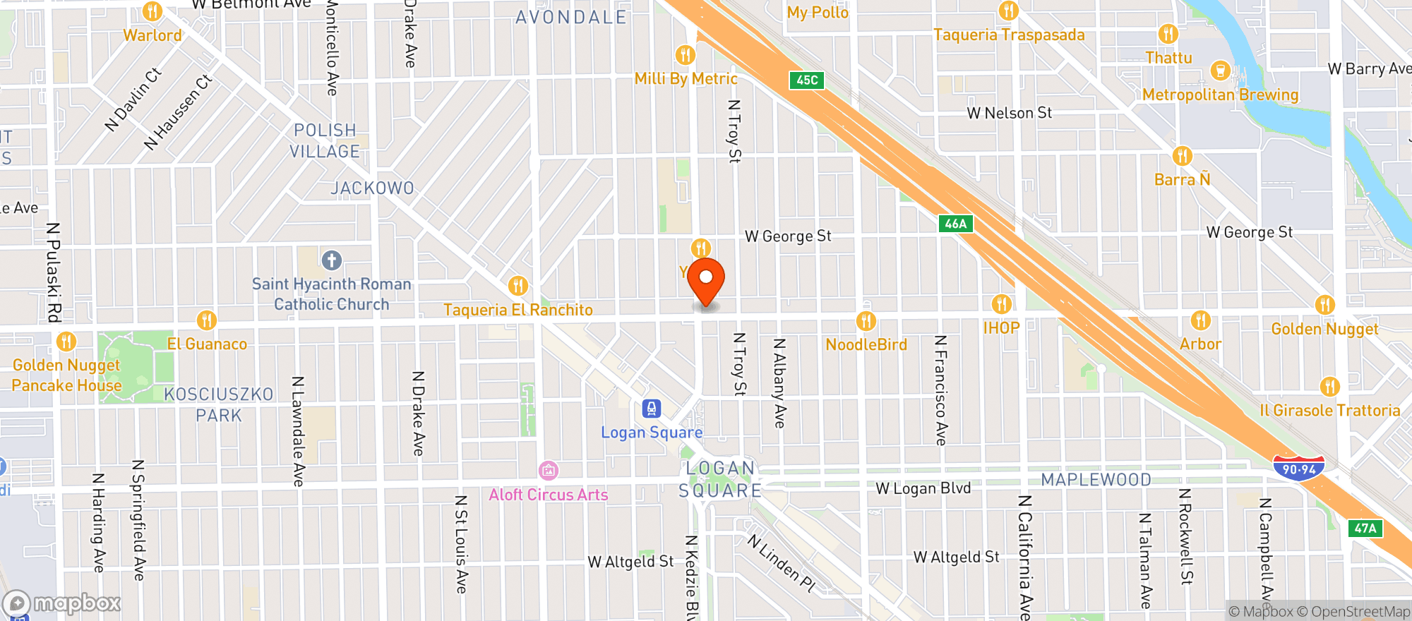 Map showing Lost Lake Chicago