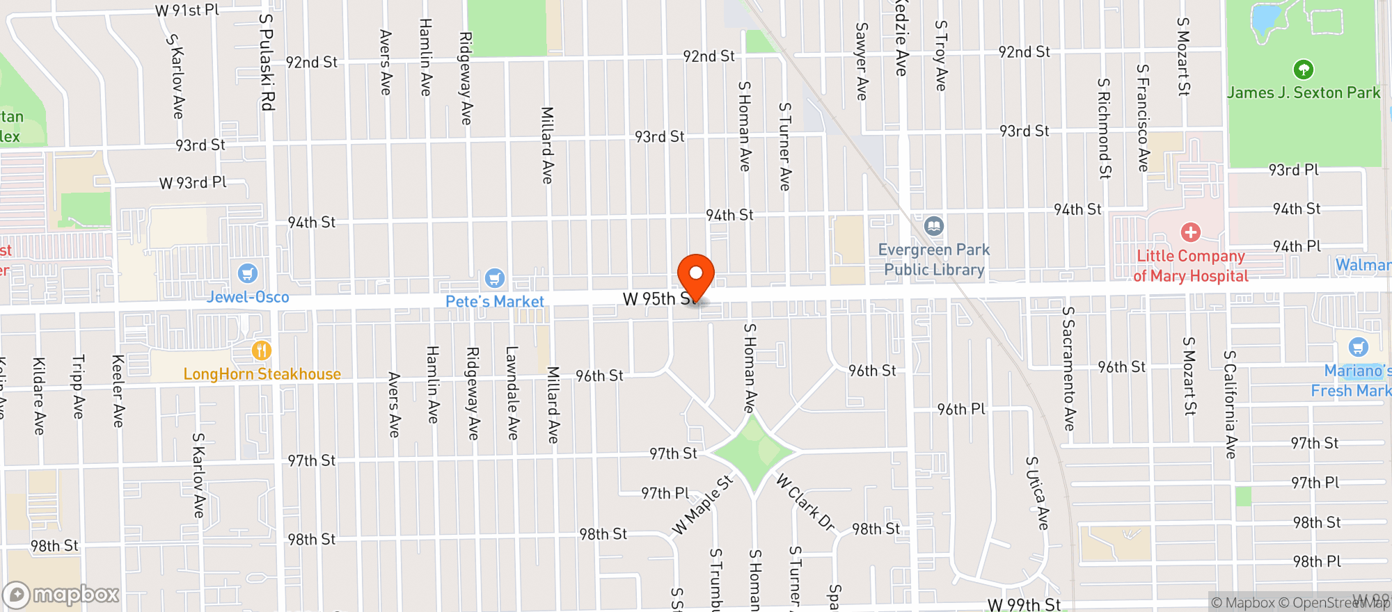 Map showing Binny's Beverage Depot