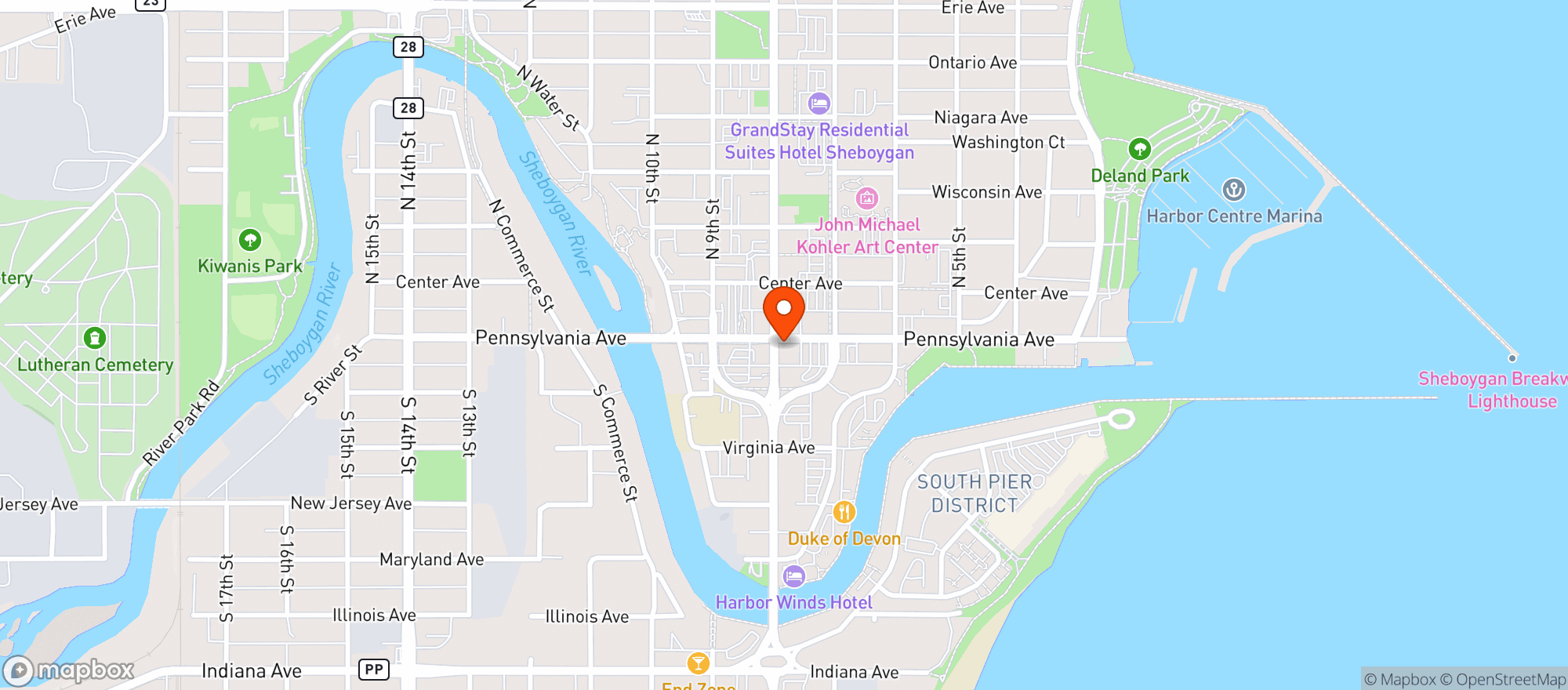 Map showing Legend Larrys Wings
