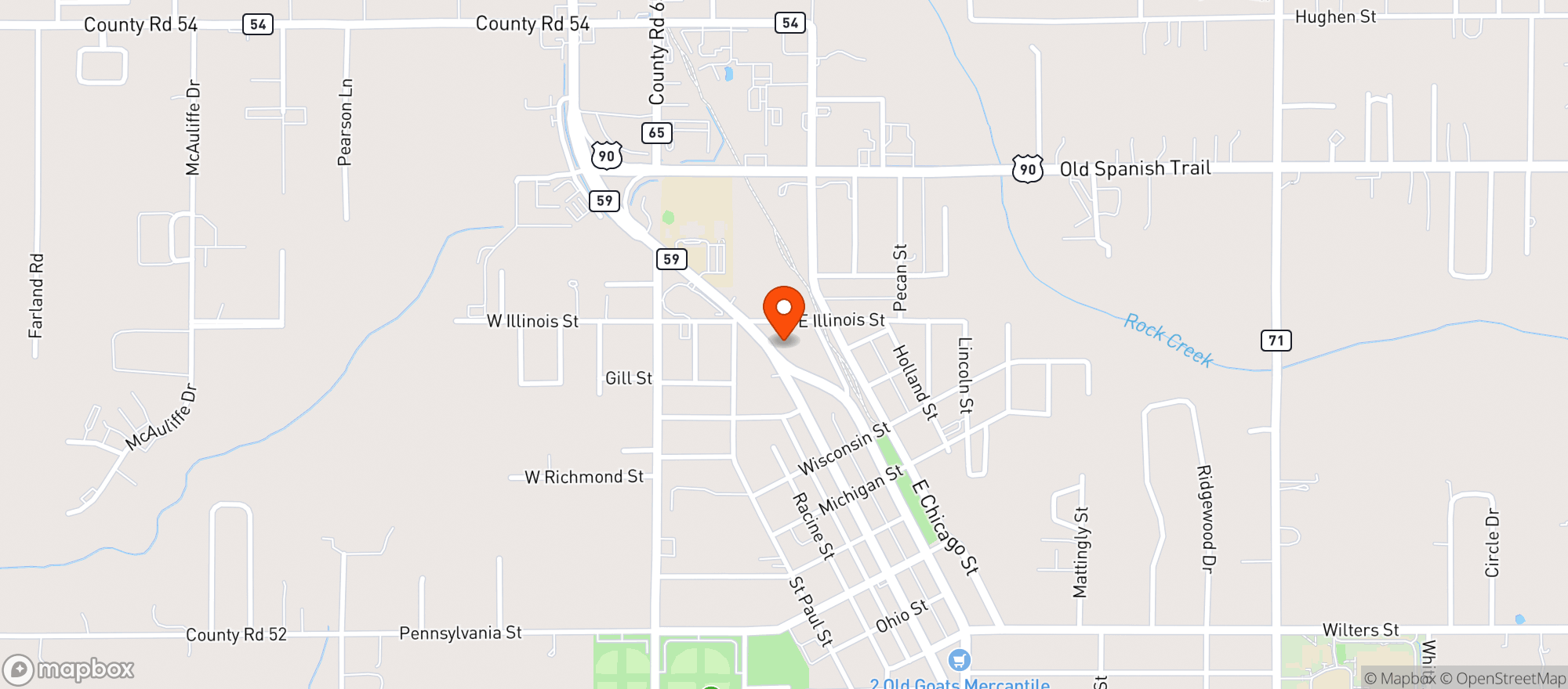 Map showing Hub City Express