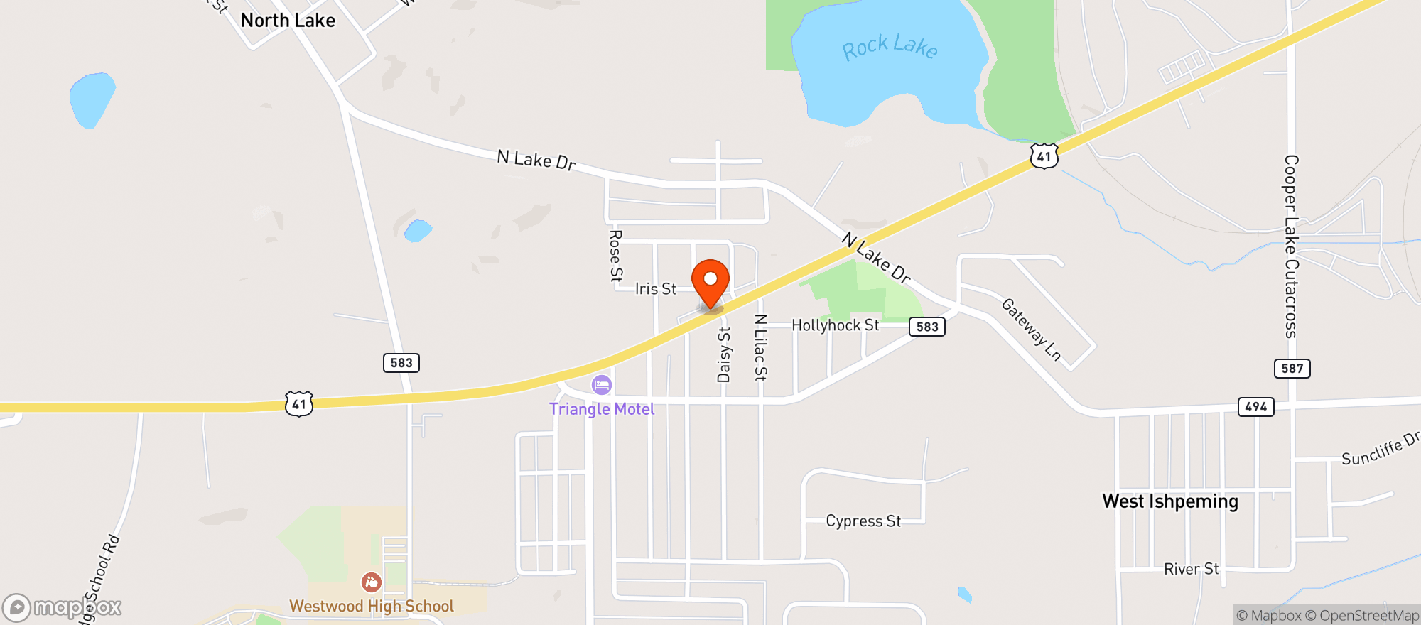 Map showing M & M Westgate