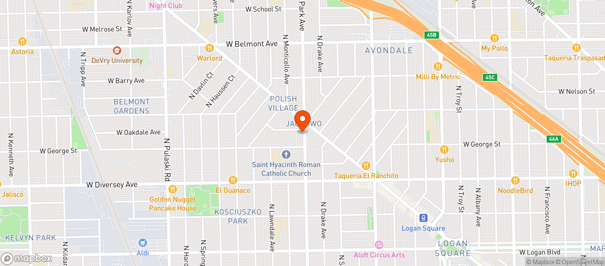 Map showing Central Park Bar