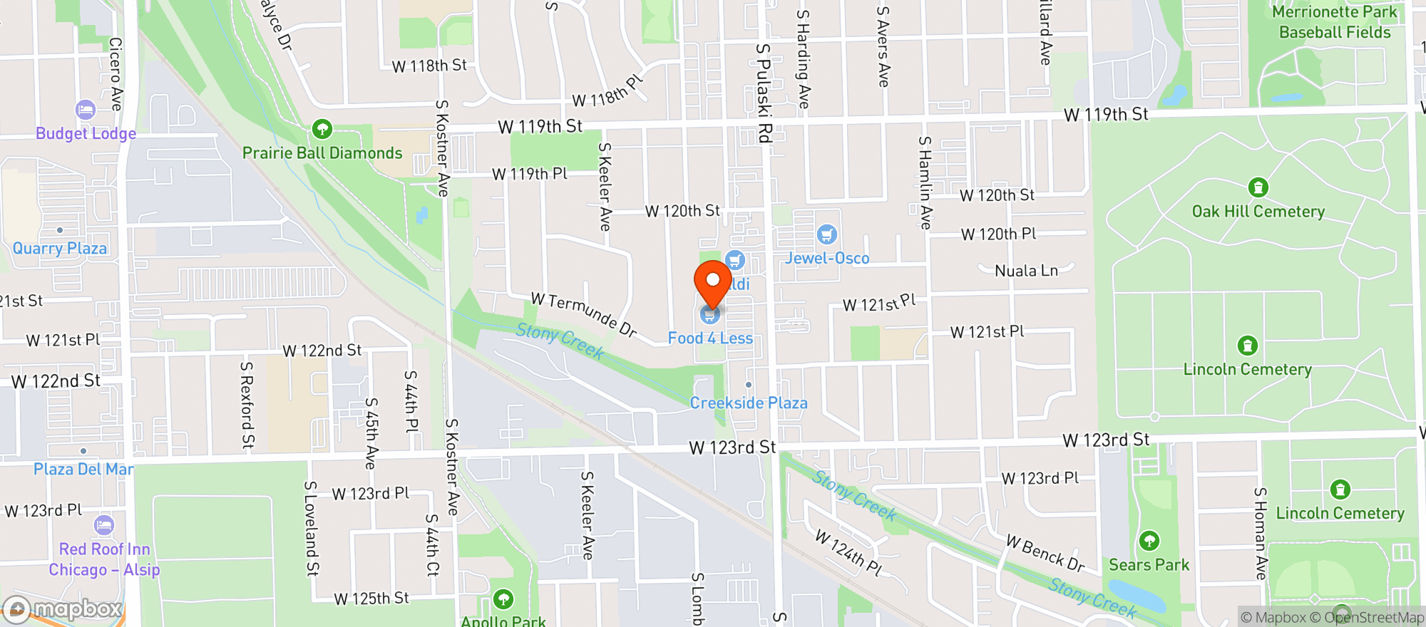 Map showing Food 4 Less #553