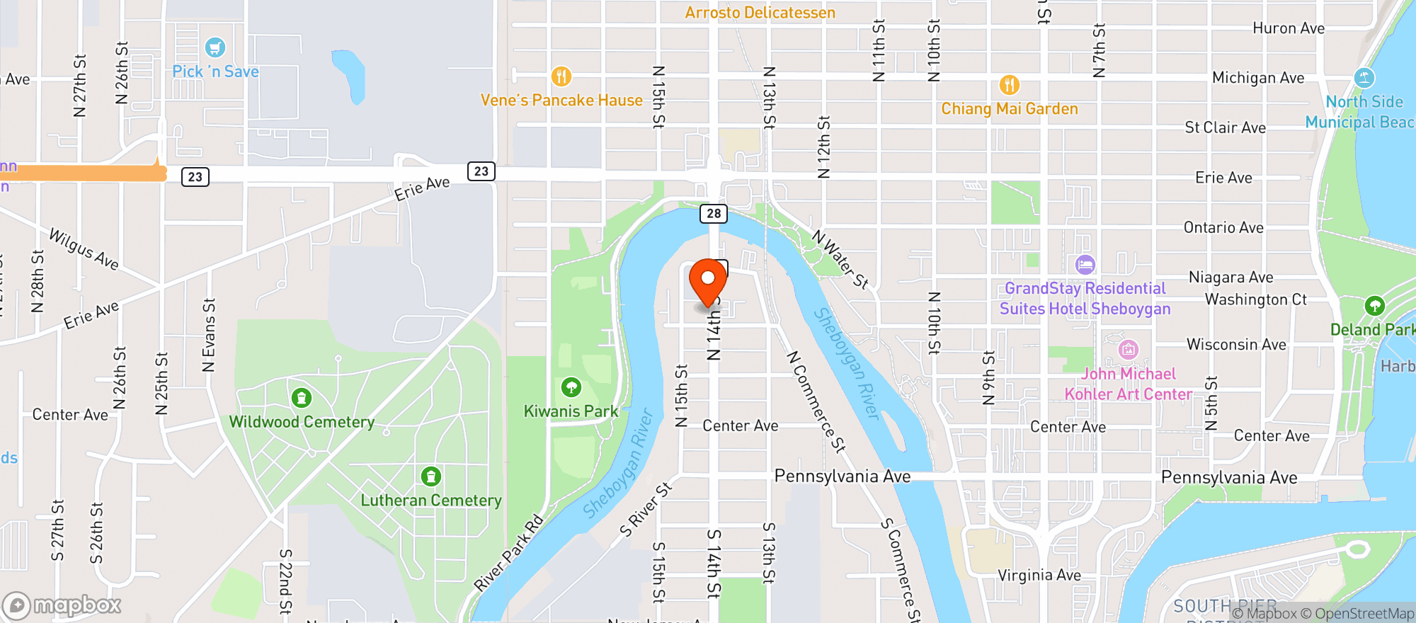 Map showing Sheboygan Liquor Depot